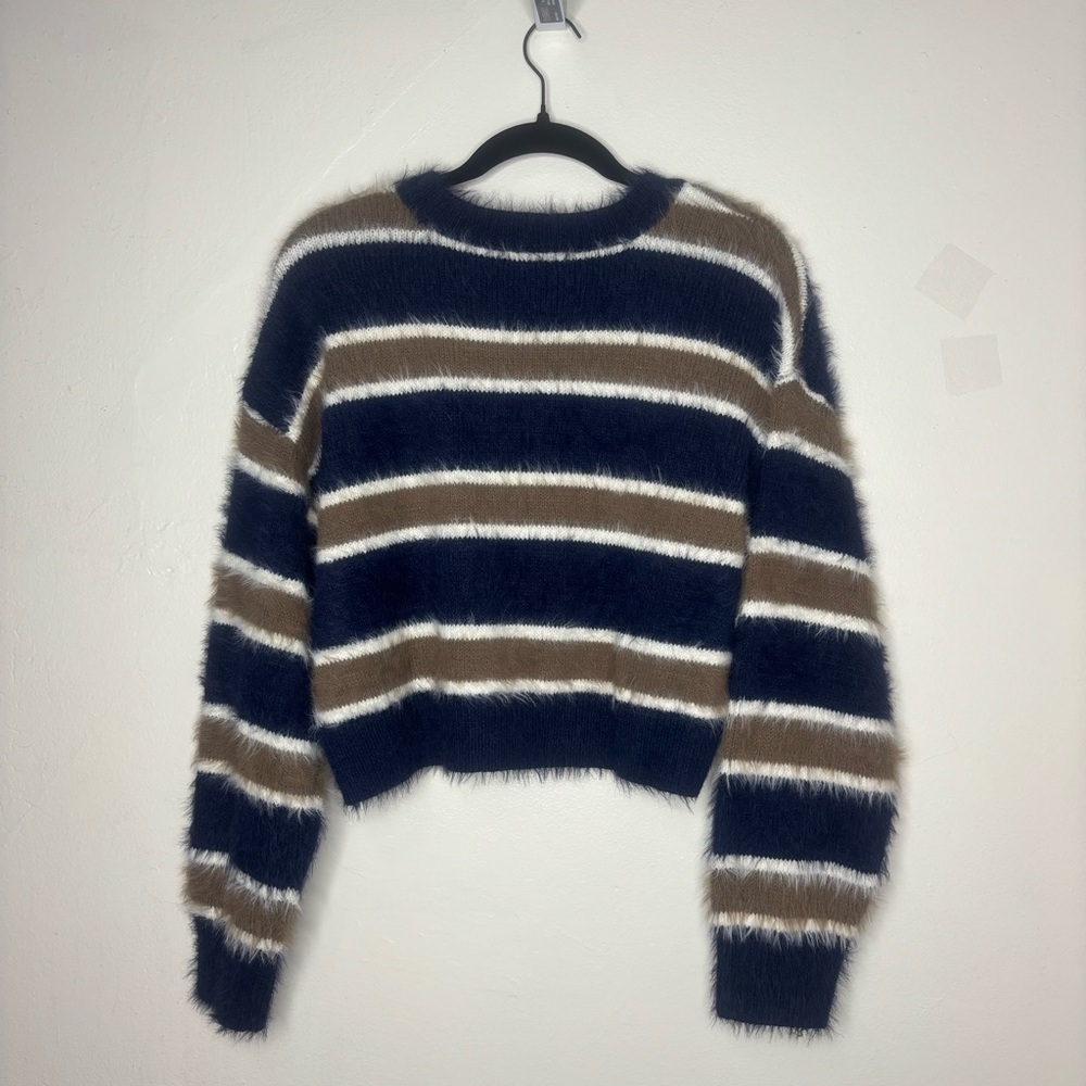 Full Tilt Navy and Brown Striped Sweater - Picture 3 of 3